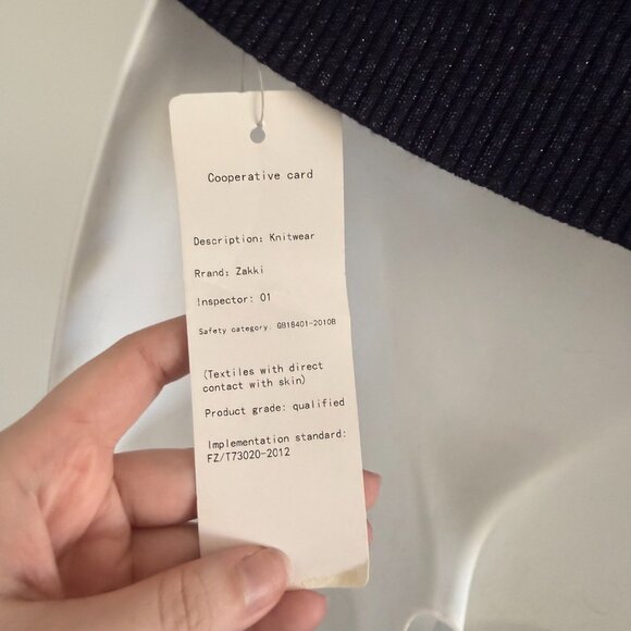 Midnight Blue Sparkle Knit Top | Sheer Sleeve Slits | Size S | NWT - Picture 7 of 8